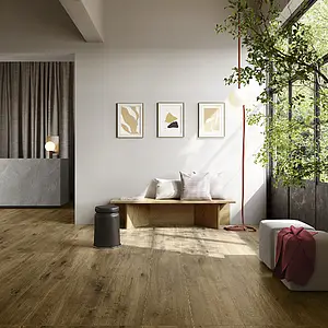 Carrelage, Effet bois, Teinte brune, Grès cérame émaillé, 30x121 cm, Surface antidérapante