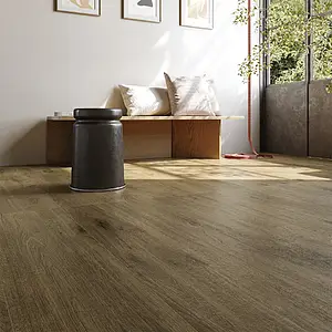 Carrelage, Effet bois, Teinte brune, Grès cérame émaillé, 30x121 cm, Surface antidérapante