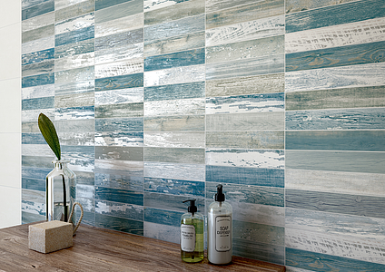 Mosaic effect tiles, Effect wood, Color navy blue, Ceramics, 25x75 cm, Finish matte