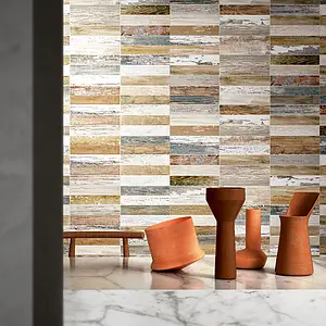 Piastrelle effetto mosaico, Effetto legno, Colore marrone, Ceramica, 25x75 cm, Superficie opaca