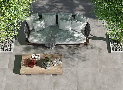 Background tile, Effect concrete, Color grey, Unglazed porcelain stoneware, 80.2x80.2 cm, Finish antislip