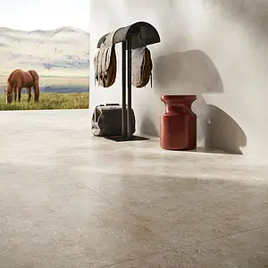 Carrelage, Effet travertin, Teinte beige, Grès cérame émaillé, 60x119.8 cm, Surface antidérapante