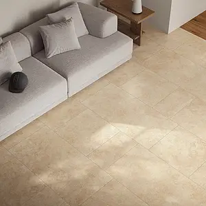 Carrelage, Effet travertin, Teinte beige, Grès cérame émaillé, 60x119.8 cm, Surface antidérapante