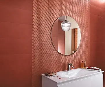 Mosaikkflis, Farge rød, Keramikk, 29.5x32.5 cm, Overflate matt