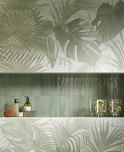 Background tile, Color green,white, Ceramics, 80x160 cm, Finish matte