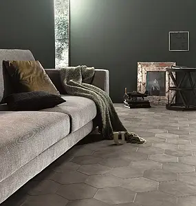 Effect faux encaustic tiles, Color grey, Background tile, Glazed porcelain stoneware, 21.6x25 cm, Finish matte