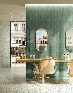 Grundflise, Effekt terrazzo, Farve grøn,beige, Uglaseret porcelænsstentøj, 60x60 cm, Overflade skridsikker