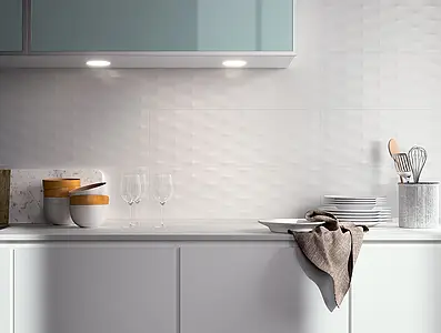 Background tile, Effect unicolor, Color white, Ceramics, 25x75 cm, Finish matte