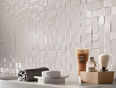 Mosaic effect tiles, Effect unicolor, Color white, Ceramics, 25x75 cm, Finish matte