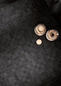 Effect steenlook, Kleur zwarte, Mozaïek, Ongeglazuurd porseleinen steengoed, 30x30 cm, Oppervlak antislip