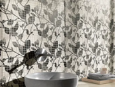 Effect stone, Color black & white, Mosaic tile, Ceramics, 30.5x30.5 cm, Finish matte