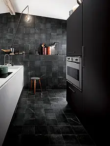 Background tile, Effect stone, Color black, Unglazed porcelain stoneware, 20x20 cm, Finish antislip