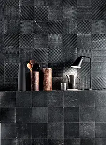 Effect stone, Color black, Background tile, Unglazed porcelain stoneware, 20x20 cm, Finish antislip
