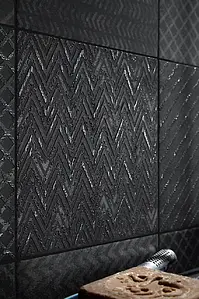 Effetto pietra, Colore nero, Stile patchwork, Decoro, Gres porcellanato non smaltato, 40x60 cm, Superficie opaca