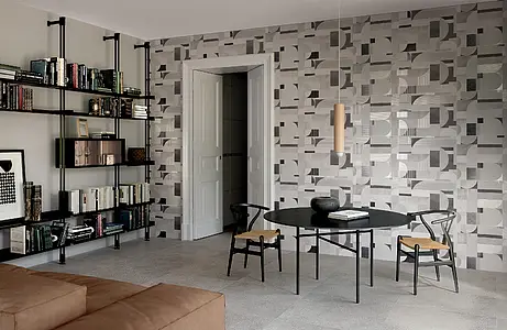 Background tile, Effect terrazzo, Color grey, Unglazed porcelain stoneware, 80x80 cm, Finish Honed