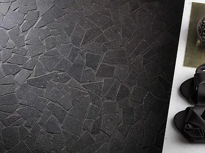 Mosaik, Optik stein, Farbe schwarze, Unglasiertes Feinsteinzeug, 30x30 cm, Oberfläche matte