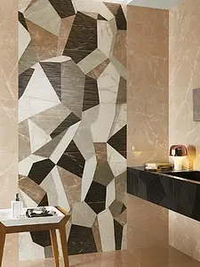 Background tile, Effect stone, Color beige, Unglazed porcelain stoneware, 75x75 cm, Finish glossy