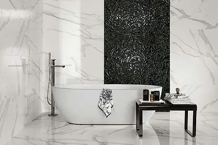 Background tile, Effect stone, Color white, Unglazed porcelain stoneware, 80x160 cm, Finish polished