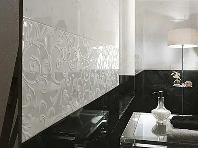 Effect steenlook, Kleur witte, Decoratief element, Keramiek, 25x75 cm, Oppervlak glanzend