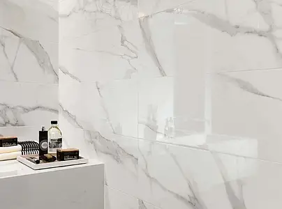 Effect stone, Color white, Background tile, Ceramics, 25x75 cm, Finish glossy