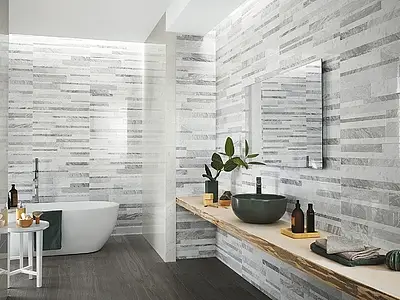 Effect stone, Color white, Background tile, Ceramics, 25x75 cm, Finish glossy