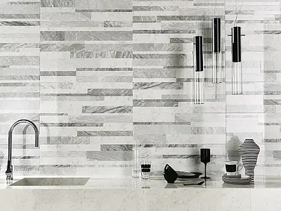 Background tile, Effect stone,other marbles, Color white, Ceramics, 25x75 cm, Finish glossy