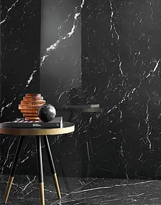 Background tile, Effect stone,other marbles, Color black, Unglazed porcelain stoneware, 120x278 cm, Finish polished