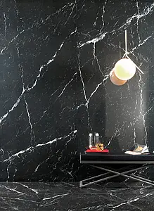 Effekt sten, Farve sort, Grundflise, Uglaseret porcelænsstentøj, 120x278 cm, Overflade poleret
