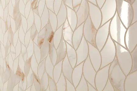 Mosaik, Optik stein,calacatta, Farbe weiße, Keramik, 25.9x30.9 cm, Oberfläche glänzende