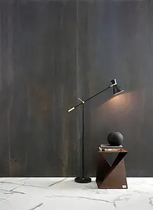 Grundflise, Effekt metal, Farve sort,brun, Uglaseret porcelænsstentøj, 120x278 cm, Overflade mat