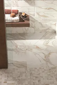 Piastrella di fondo, Effetto pietra,calacatta, Colore bianco, Ceramica, 15x56 cm, Superficie lucida