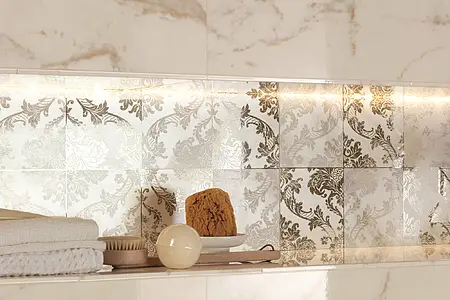 Background tile, Effect stone,calacatta, Color white, Ceramics, 30.5x56 cm, Finish glossy