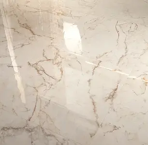 Carrelage, Effet pierre,calacatta, Teinte blanche, Grès cérame non-émaillé, 120x120 cm, Surface polie