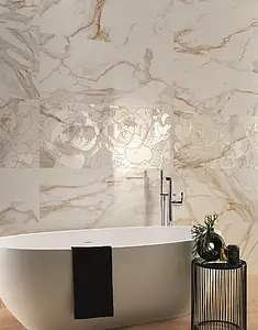 Background tile, Effect stone,calacatta, Color white, Ceramics, 50x120 cm, Finish glossy