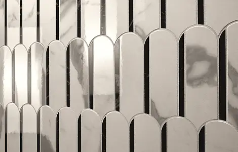 Mosaiikki, Teema luonnonkivi,carrara, Väri musta & valkoinen, Keramiikka, 28.2x31 cm, Pinta kiiltävä