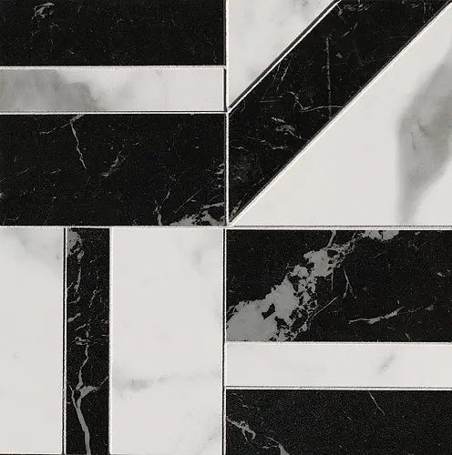 FAP Ceramiche, Roma Gold, fQKC_RomaG.Carrara/NeroEleganteDecoMosaico