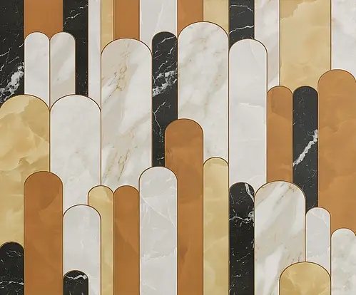 FAP Ceramiche, Roma Gold, fQMV_RomaG.50X120ArchsInsertoMix2