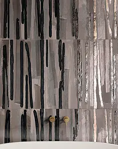 Paneel, Kleur grijze,zwarte, Stijl handgemaakte, Keramiek, 160x240 cm, Oppervlak mat