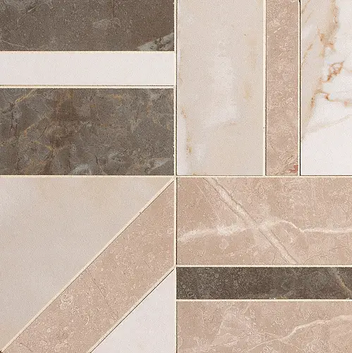 FAP Ceramiche, Roma Stone, fRDL_RomaStoneCalacattaBeigeEBrownDecoMosaico