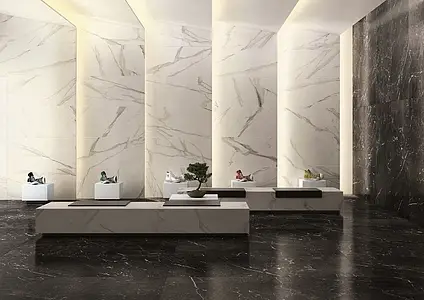 Effetto pietra, Colore bianco, Piastrella di fondo, Ceramica, 50x110 cm, Superficie opaca