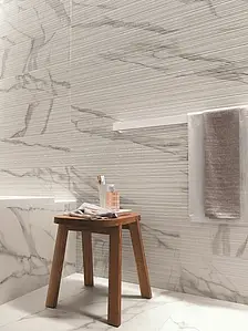 Background tile, Effect stone, Color white, Ceramics, 50x110 cm, Finish matte