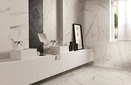 Carrelage, Effet pierre, Teinte blanche, Céramique, 50x110 cm, Surface mate