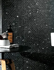Effect stone,brick, Color black, Mosaic tile, Unglazed porcelain stoneware, 30x30 cm, Finish matte