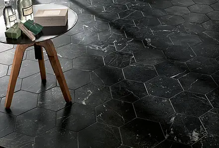 Background tile, Effect stone, Color black, Unglazed porcelain stoneware, 21.6x25 cm, Finish matte