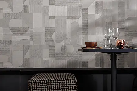 Decoratief element, Kleur grijze,bruine, Stijl patchwork, Keramiek, 80x160 cm, Oppervlak mat