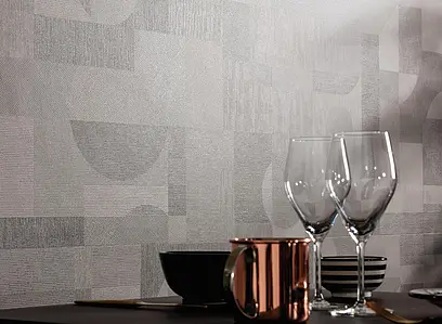 Decoratief element, Kleur grijze,bruine, Stijl patchwork, Keramiek, 80x160 cm, Oppervlak mat