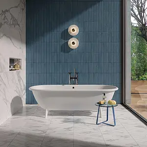 Background tile, Effect brick, Color navy blue, Glazed porcelain stoneware, 6x24 cm, Finish matte