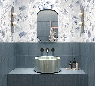 Background tile, Effect brick, Color navy blue, Glazed porcelain stoneware, 6x24 cm, Finish matte