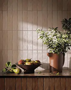 Background tile, Effect brick, Color beige, Glazed porcelain stoneware, 6x24 cm, Finish matte