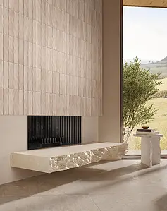 Background tile, Effect brick, Color beige, Glazed porcelain stoneware, 6x24 cm, Finish matte